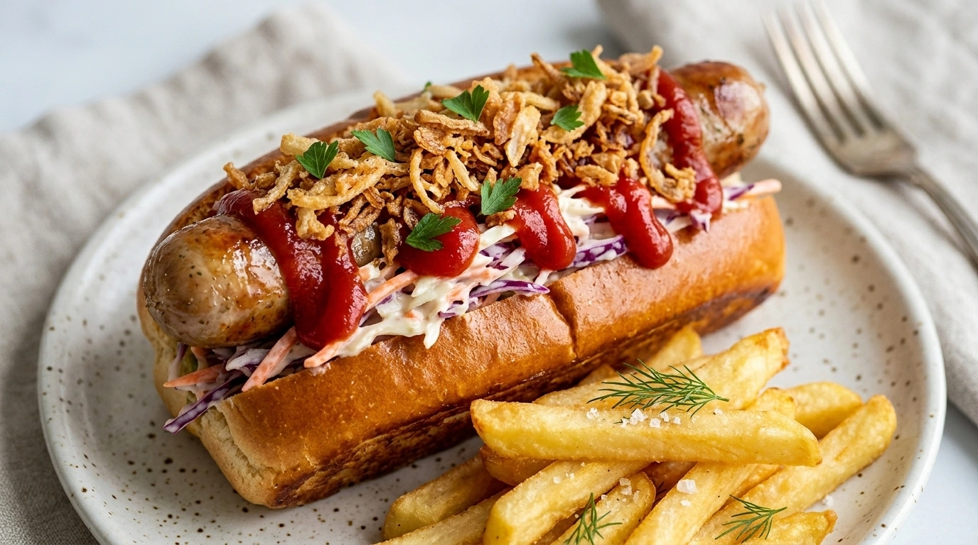 Korv med bröd och hemmagjord coleslaw – Krogklassiker hemma - traditionellt Amerikanskt Middag recept, perfekt till vardagsmiddag